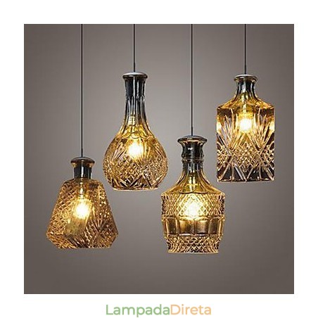 Luminária de vidro cristalino 4 luzes abajur minimalista garrafa luzes Luminária de vidro cristalino 4 luzes abajur minimalista garrafa luzes