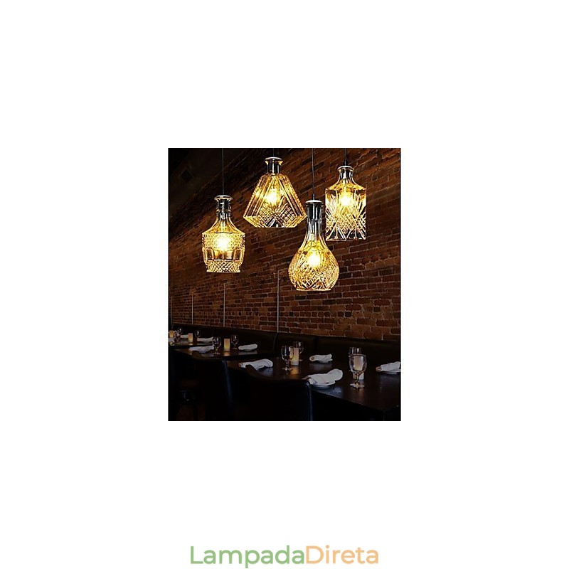 Luminária de vidro cristalino 4 luzes abajur minimalista garrafa luzes