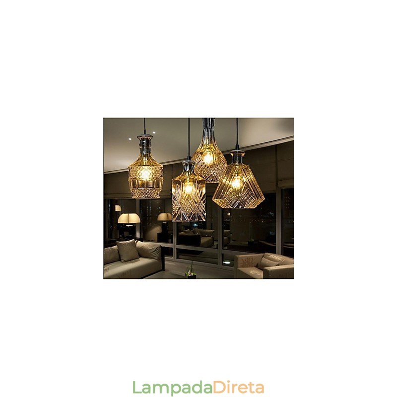 Luminária de vidro cristalino 4 luzes abajur minimalista garrafa luzes