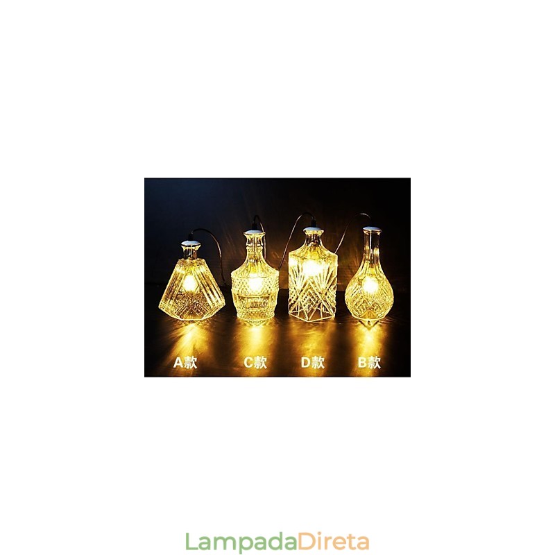 Luminária de vidro cristalino 4 luzes abajur minimalista garrafa luzes