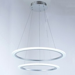 Luminárias pendentes de acrílico, lustre de teto suspenso, luminárias com 2 anéis