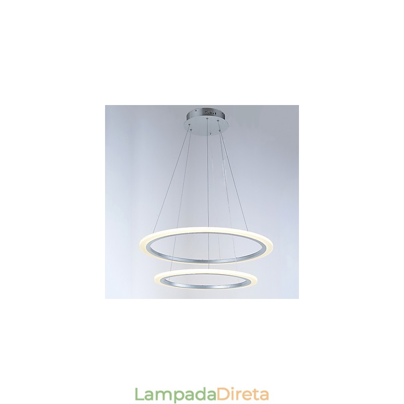 Luminárias pendentes de acrílico, lustre de teto suspenso, luminárias com 2 anéis