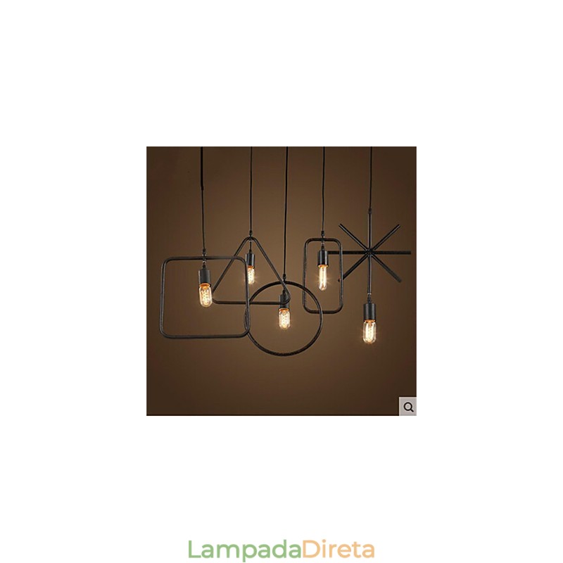 Lustre individual americano retrô de 5 cabeças em forma de ferro