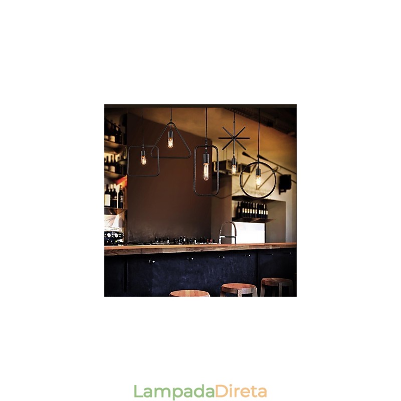 Lustre individual americano retrô de 5 cabeças em forma de ferro