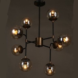 Lustre de vidro artístico redondo com esfera de feijão
