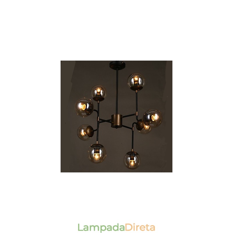 Lustre de vidro artístico redondo com esfera de feijão