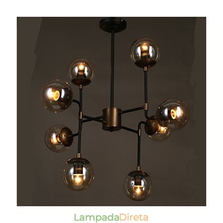 Lustre de vidro artístico redondo com esfera de feijão Lustre de vidro artístico redondo com esfera de feijão