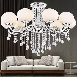 Lustre de Cristal Luxo Moderno Living 9 Luzes