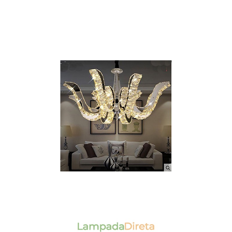 Lâmpada de cristal moderna, luxuosa, vela, luminária pendente de cristal