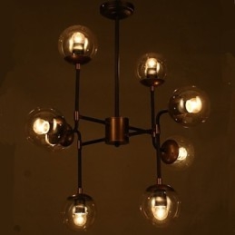 Lustre de vidro artístico redondo com esfera de feijão