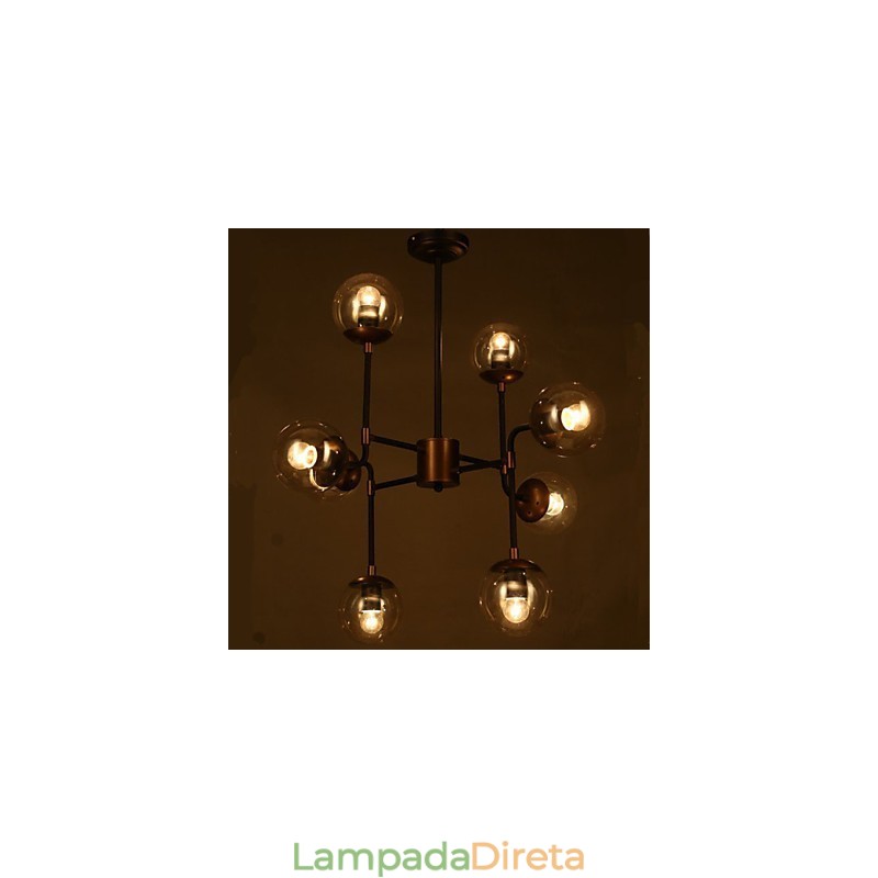 Lustre de vidro artístico redondo com esfera de feijão