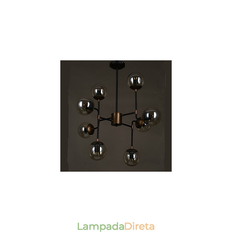 Lustre de vidro artístico redondo com esfera de feijão
