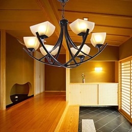 Luminária pendente de inspiração antiga com 6 luzes