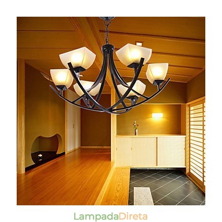 Luminária pendente de inspiração antiga com 6 luzes Luminária pendente de inspiração antiga com 6 luzes