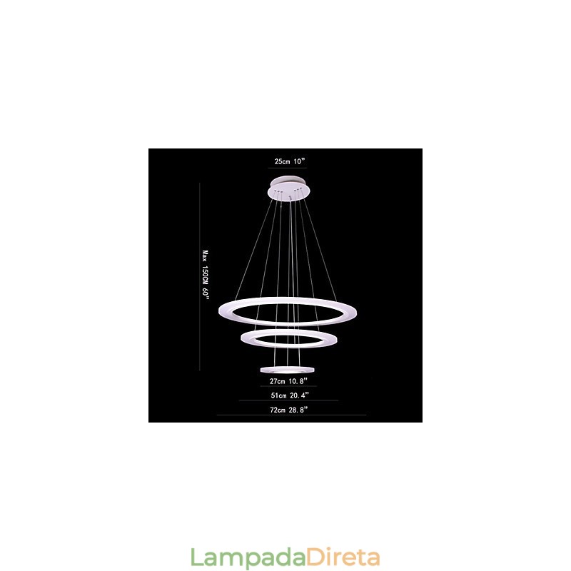 Luminária pendente acrílica moderna contemporânea de 75 watts