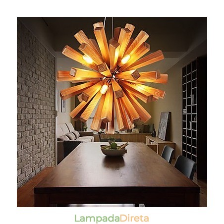 Luzes Pendentes Country Madeira Bambu Luzes Pendentes Country Madeira Bambu