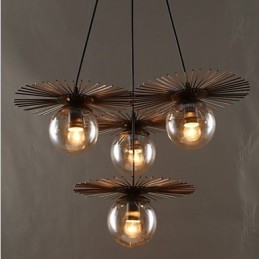 Lustre de vidro artístico redondo com esfera de feijão