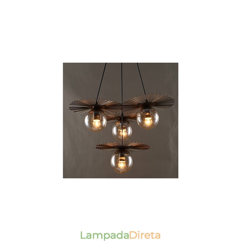 Lustre de vidro artístico redondo com esfera de feijão