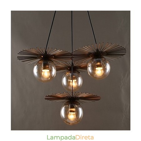 Lustre de vidro artístico redondo com esfera de feijão Lustre de vidro artístico redondo com esfera de feijão