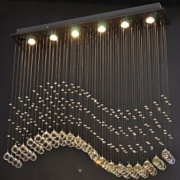 Luminária pendente 6 luzes moderna prata canpoy transparente cristal ondas luminárias de teto
