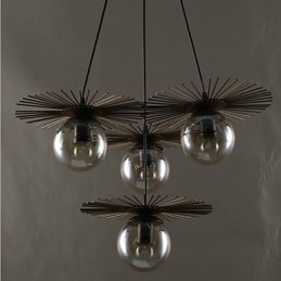 Lustre de vidro artístico redondo com esfera de feijão