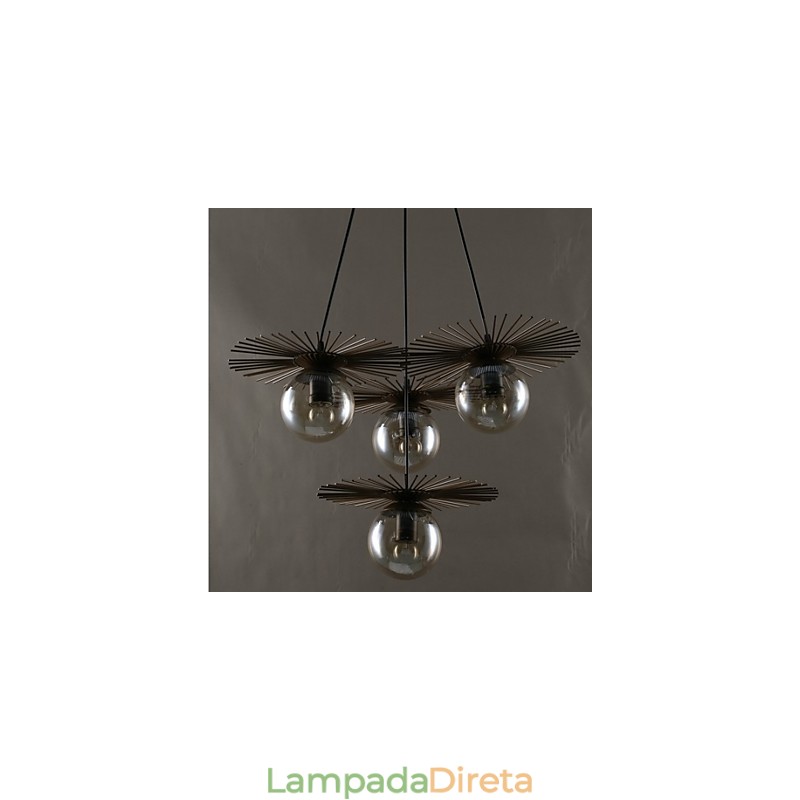 Lustre de vidro artístico redondo com esfera de feijão