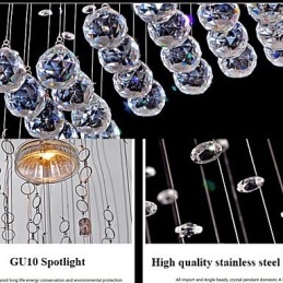 Luminária pendente 6 luzes moderna prata canpoy transparente cristal ondas luminárias de teto