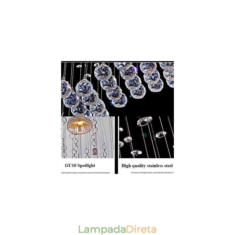 Luminária pendente 6 luzes moderna prata canpoy transparente cristal ondas luminárias de teto