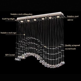 Luminária pendente 6 luzes moderna prata canpoy transparente cristal ondas luminárias de teto