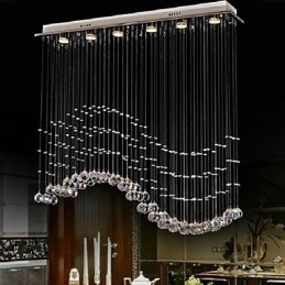 Luminária pendente 6 luzes moderna prata canpoy transparente cristal ondas luminárias de teto