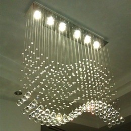 Luminária pendente 6 luzes moderna prata canpoy transparente cristal ondas luminárias de teto