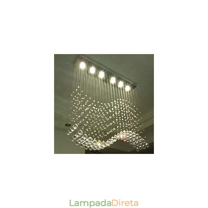 Luminária pendente 6 luzes moderna prata canpoy transparente cristal ondas luminárias de teto