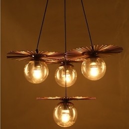 Lustre de vidro artístico redondo com esfera de feijão