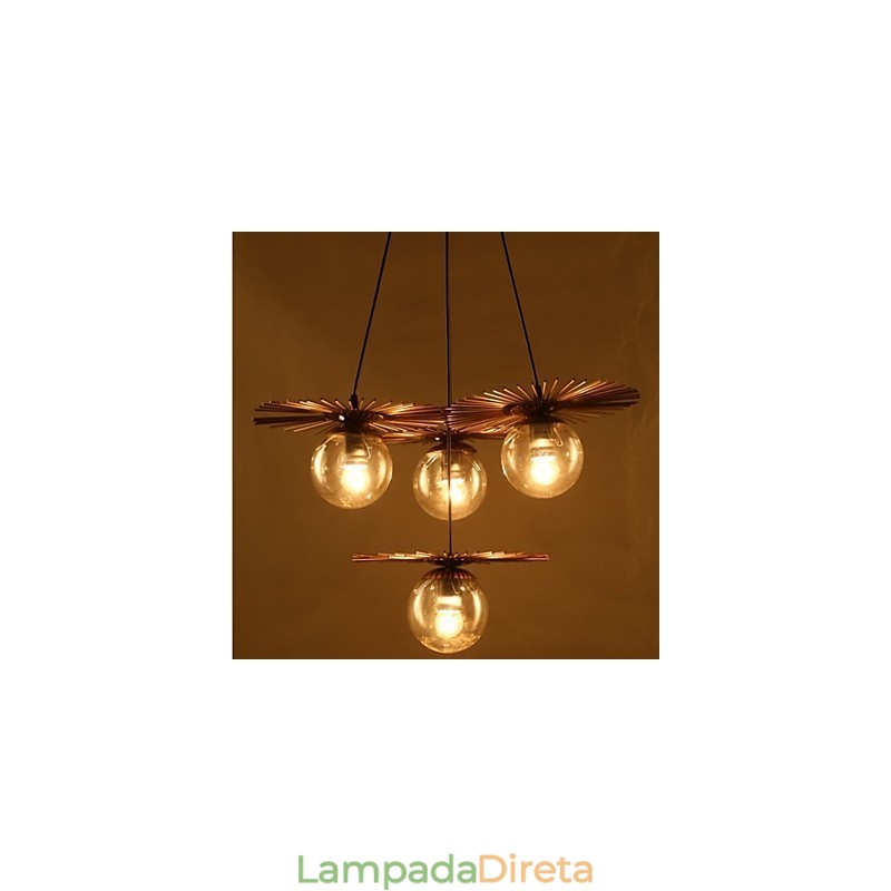 Lustre de vidro artístico redondo com esfera de feijão