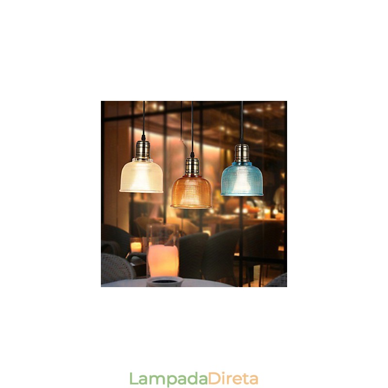 Lustre nórdico pequeno de vitral restaurando formas antigas