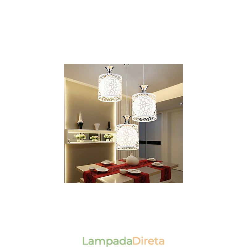 Luminária de ferro forjado contemporânea e contraída com três luzes de cristal criativas