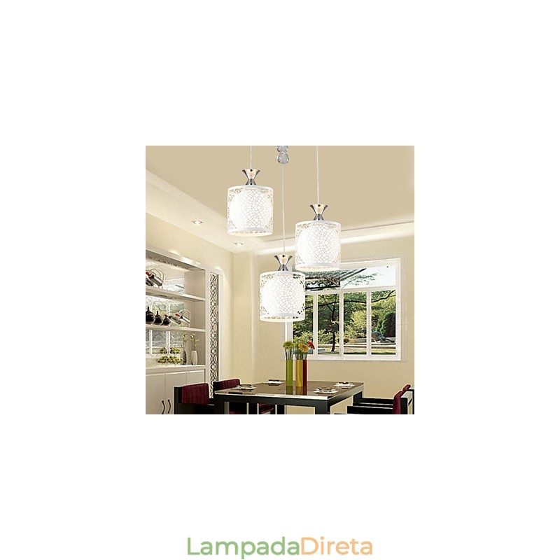 Luminária de ferro forjado contemporânea e contraída com três luzes de cristal criativas