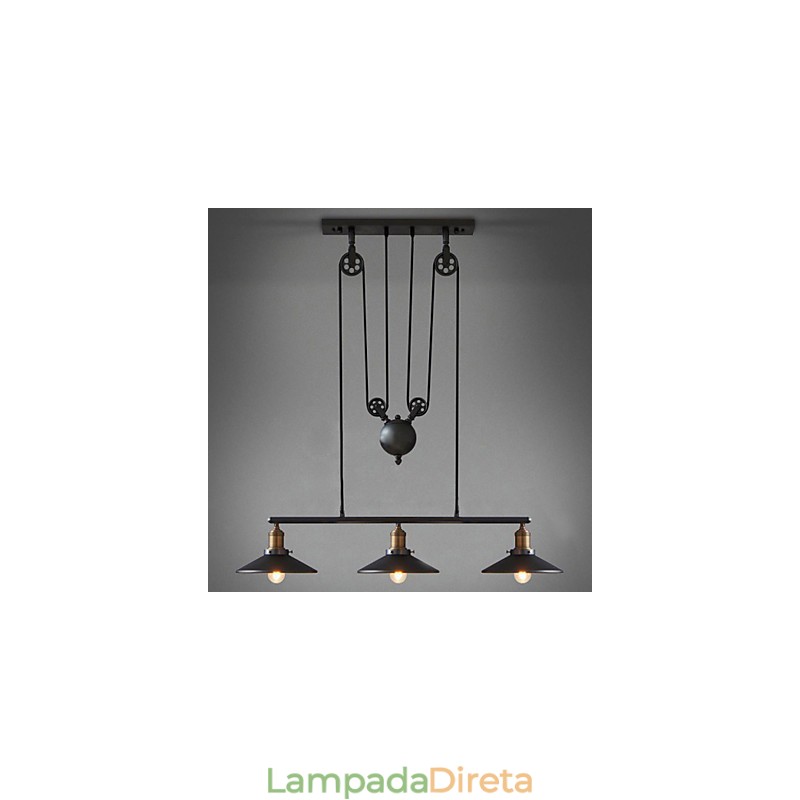 Luminárias pendentes Vintage 3 luzes ST64 Lâmpadas incluídas Sistema Up and Down