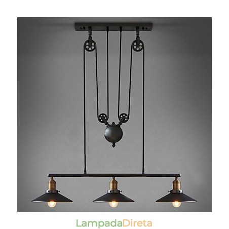 Luminárias pendentes Vintage 3 luzes ST64 Lâmpadas incluídas Sistema Up and Down Luminárias pendentes Vintage 3 luzes ST64 Lâmpadas incluídas Sistema Up and Down