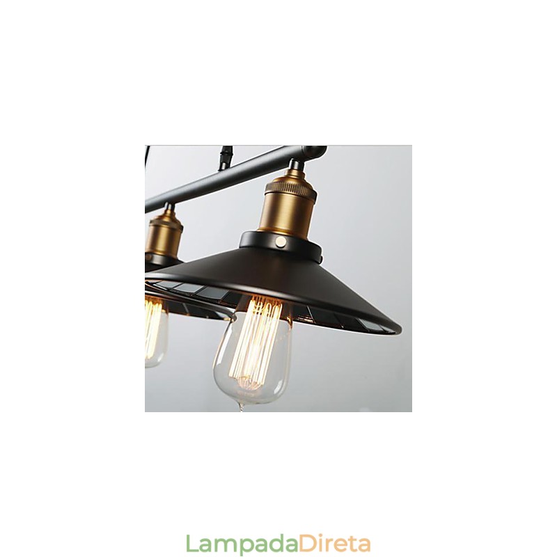 Luminárias pendentes Vintage 3 luzes ST64 Lâmpadas incluídas Sistema Up and Down
