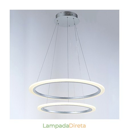 Luminárias de lustre pendente de 2 anéis modernas com Luminárias de lustre pendente de 2 anéis modernas com