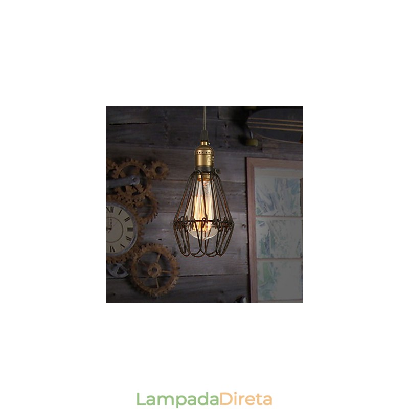 Luminárias pendentes estilo country americano vintage restaurando métodos antigos ferro forjado pequena gaiola droplight