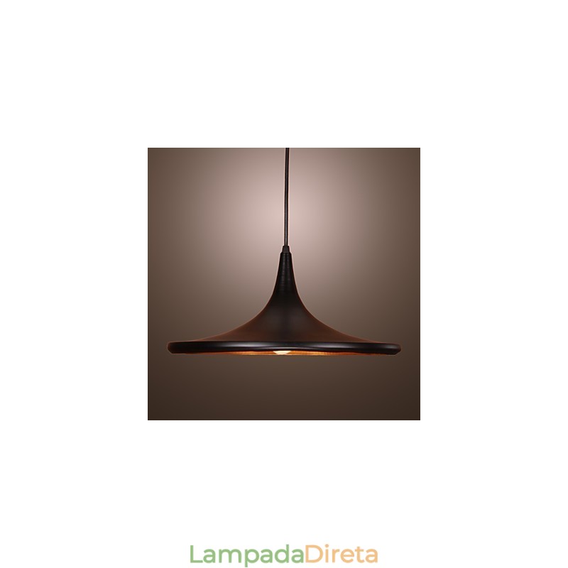 Luminária pendente contemporânea de alumínio com cúpula preta