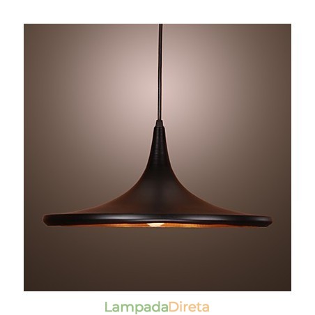 Luminária pendente contemporânea de alumínio com cúpula preta Luminária pendente contemporânea de alumínio com cúpula preta