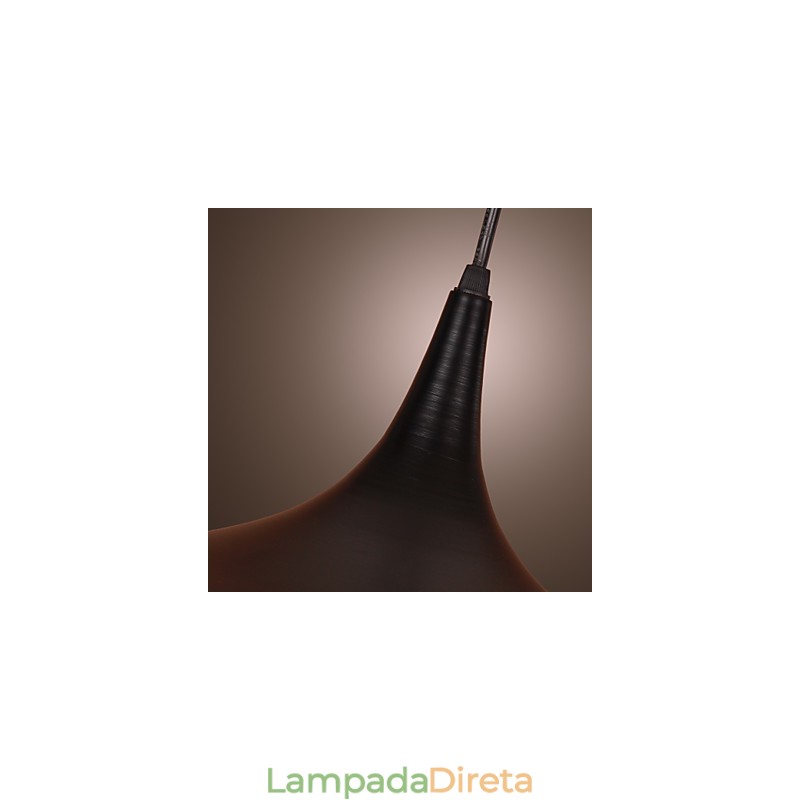 Luminária pendente contemporânea de alumínio com cúpula preta