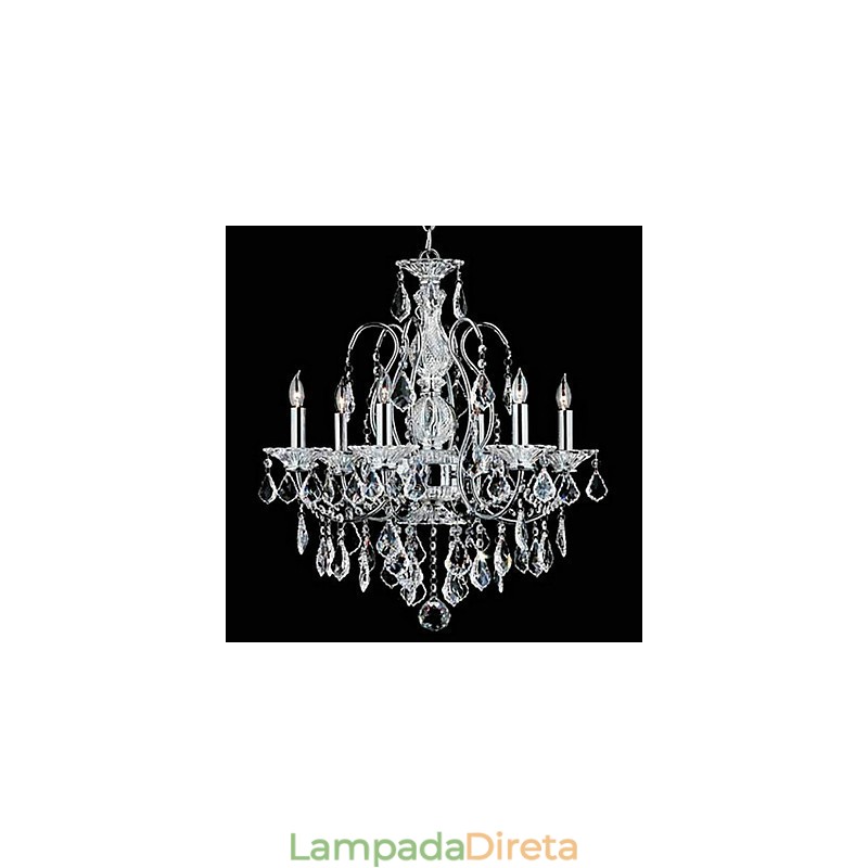 Lustre de cristal cromado clássico tradicional em metal