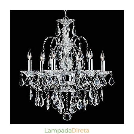 Lustre de cristal cromado clássico tradicional em metal Lustre de cristal cromado clássico tradicional em metal