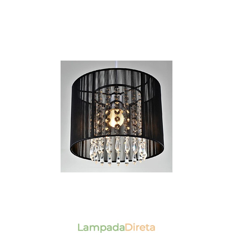Luminária pendente moderna contemporânea de cristal cromado em metal