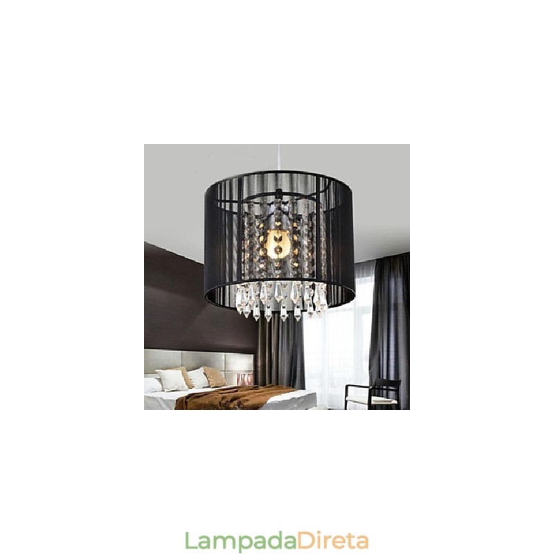Luminária pendente moderna contemporânea de cristal cromado em metal