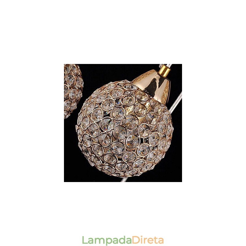 Luminária pendente moderna contemporânea de cristal globo galvanizado em metal